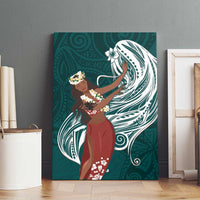 Tahiti Islands Polynesian Plumeria Canvas Wall Art Tahitian Vahine 'Ote'a - Teal LT7 - Polynesian Pride