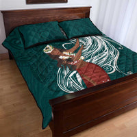 Tahiti Islands Polynesian Plumeria Quilt Bed Set Tahitian Vahine 'Ote'a - Teal LT7 - Polynesian Pride