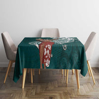 Tahiti Islands Polynesian Plumeria Tablecloth Tahitian Vahine 'Ote'a - Teal