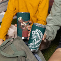 Tahiti Islands Polynesian Plumeria Tumbler Cup Tahitian Vahine 'Ote'a - Teal