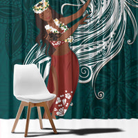 Tahiti Islands Polynesian Plumeria Window Curtain Tahitian Vahine 'Ote'a - Teal LT7 - Polynesian Pride