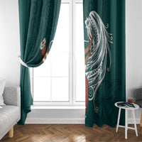 Tahiti Islands Polynesian Plumeria Window Curtain Tahitian Vahine 'Ote'a - Teal LT7 - Polynesian Pride