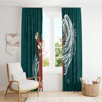 Tahiti Islands Polynesian Plumeria Window Curtain Tahitian Vahine 'Ote'a - Teal LT7 - Polynesian Pride