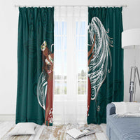Tahiti Islands Polynesian Plumeria Window Curtain Tahitian Vahine 'Ote'a - Teal LT7 - Polynesian Pride
