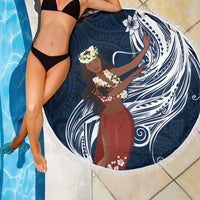 Tahiti Islands Polynesian Plumeria Beach Blanket Tahitian Vahine 'Ote'a - Navy Blue LT7 - Polynesian Pride