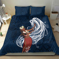Tahiti Islands Polynesian Plumeria Bedding Set Tahitian Vahine 'Ote'a - Navy Blue LT7 - Polynesian Pride
