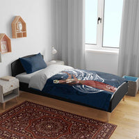 Tahiti Islands Polynesian Plumeria Bedding Set Tahitian Vahine 'Ote'a - Navy Blue LT7 - Polynesian Pride