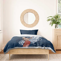 Tahiti Islands Polynesian Plumeria Bedding Set Tahitian Vahine 'Ote'a - Navy Blue LT7 - Polynesian Pride