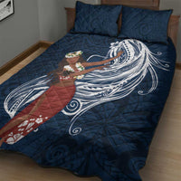 Tahiti Islands Polynesian Plumeria Quilt Bed Set Tahitian Vahine 'Ote'a - Navy Blue LT7 - Polynesian Pride