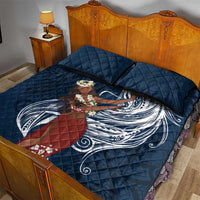 Tahiti Islands Polynesian Plumeria Quilt Bed Set Tahitian Vahine 'Ote'a - Navy Blue LT7 - Polynesian Pride