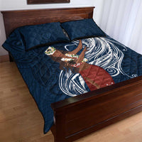 Tahiti Islands Polynesian Plumeria Quilt Bed Set Tahitian Vahine 'Ote'a - Navy Blue LT7 - Polynesian Pride