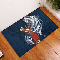 Tahiti Islands Polynesian Plumeria Rubber Doormat Tahitian Vahine 'Ote'a - Navy Blue LT7 - Polynesian Pride