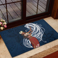 Tahiti Islands Polynesian Plumeria Rubber Doormat Tahitian Vahine 'Ote'a - Navy Blue LT7 - Polynesian Pride