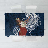 Tahiti Islands Polynesian Plumeria Tablecloth Tahitian Vahine 'Ote'a - Navy Blue LT7 Blue - Polynesian Pride
