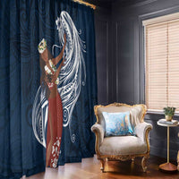 Tahiti Islands Polynesian Plumeria Window Curtain Tahitian Vahine 'Ote'a - Navy Blue LT7 - Polynesian Pride
