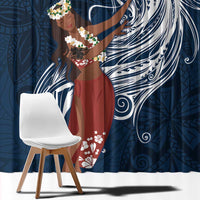 Tahiti Islands Polynesian Plumeria Window Curtain Tahitian Vahine 'Ote'a - Navy Blue LT7 - Polynesian Pride