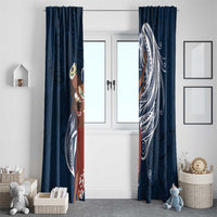 Tahiti Islands Polynesian Plumeria Window Curtain Tahitian Vahine 'Ote'a - Navy Blue LT7 - Polynesian Pride