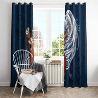 Tahiti Islands Polynesian Plumeria Window Curtain Tahitian Vahine 'Ote'a - Navy Blue LT7 - Polynesian Pride