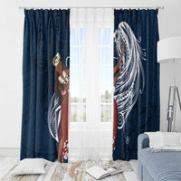 Tahiti Islands Polynesian Plumeria Window Curtain Tahitian Vahine 'Ote'a - Navy Blue LT7 - Polynesian Pride