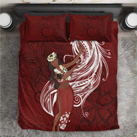 Tahiti Islands Polynesian Plumeria Bedding Set Tahitian Vahine 'Ote'a - Scarlet LT7 Red - Polynesian Pride