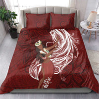 Tahiti Islands Polynesian Plumeria Bedding Set Tahitian Vahine 'Ote'a - Scarlet LT7 - Polynesian Pride