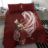 Tahiti Islands Polynesian Plumeria Bedding Set Tahitian Vahine 'Ote'a - Scarlet LT7 - Polynesian Pride