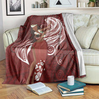Tahiti Islands Polynesian Plumeria Blanket Tahitian Vahine 'Ote'a - Scarlet LT7 Red - Polynesian Pride