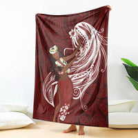 Tahiti Islands Polynesian Plumeria Blanket Tahitian Vahine 'Ote'a - Scarlet LT7 - Polynesian Pride
