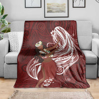 Tahiti Islands Polynesian Plumeria Blanket Tahitian Vahine 'Ote'a - Scarlet LT7 - Polynesian Pride