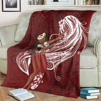 Tahiti Islands Polynesian Plumeria Blanket Tahitian Vahine 'Ote'a - Scarlet LT7 - Polynesian Pride