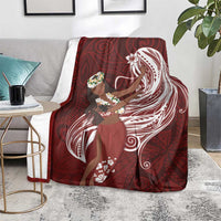 Tahiti Islands Polynesian Plumeria Blanket Tahitian Vahine 'Ote'a - Scarlet LT7 - Polynesian Pride