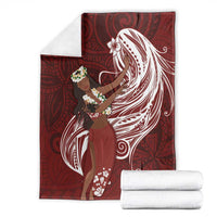 Tahiti Islands Polynesian Plumeria Blanket Tahitian Vahine 'Ote'a - Scarlet LT7 - Polynesian Pride
