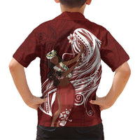 Tahiti Islands Polynesian Plumeria Hawaiian Shirt Tahitian Vahine 'Ote'a - Scarlet