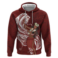 Tahiti Islands Polynesian Plumeria Zip Hoodie Tahitian Vahine 'Ote'a - Scarlet