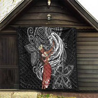 Tahiti Islands Polynesian Plumeria Quilt Tahitian Vahine 'Ote'a - Black