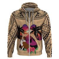 Polynesian Hoodie Dog Lover With Border Collie - Sunset At The Beach LT7 - Polynesian Pride