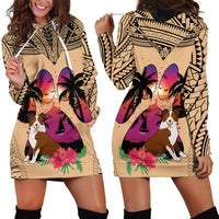 Polynesian Hoodie Dress Dog Lover With Border Collie - Sunset At The Beach LT7 - Polynesian Pride