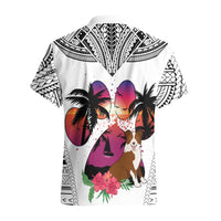 Polynesian Hawaiian Shirt Dog Lover With Border Collie - Sunset At The Beach White Ver LT7 - Polynesian Pride