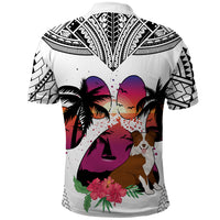 Polynesian Polo Shirt Dog Lover With Border Collie - Sunset At The Beach White Ver LT7 - Polynesian Pride