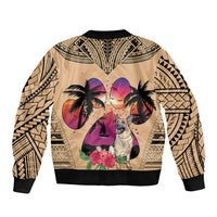 Polynesian Sleeve Zip Bomber Jacket Dog Lover With German Shepherd - Sunset At The Beach LT7 - Polynesian Pride
