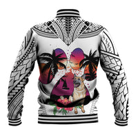Polynesian Baseball Jacket Dog Lover With German Shepherd - Sunset At The Beach White Ver LT7 - Polynesian Pride