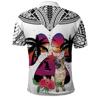 Polynesian Polo Shirt Dog Lover With German Shepherd - Sunset At The Beach White Ver LT7 - Polynesian Pride