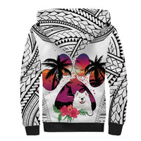 Polynesian Sherpa Hoodie Dog Lover With Samoyed - Sunset At The Beach White Ver LT7 - Polynesian Pride