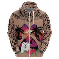Polynesian Hoodie Dog Lover With Samoyed - Sunset At The Beach Brown Ver LT7 - Polynesian Pride