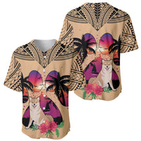 Polynesian Baseball Jersey Dog Lover With Shiba Inu - Sunset At The Beach LT7 - Polynesian Pride