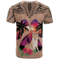 Polynesian T Shirt Dog Lover With Shiba Inu - Sunset At The Beach Brown Ver LT7 - Polynesian Pride