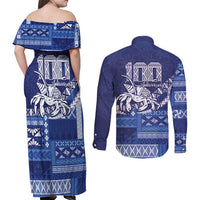 Queen Salote College 100th Anniversary Couples Matching Off Shoulder Maxi Dress and Long Sleeve Button Shirt QSC Royal Girls - Polynesian Pride
