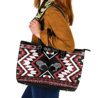 Personalised Taniko Motifs Aotearoa Leather Tote Bag Waitangi Kowhaiwhai Kiwi LT7 Red - Polynesian Pride