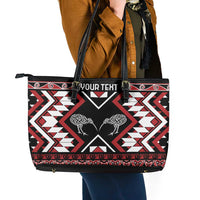 Personalised Taniko Motifs Aotearoa Leather Tote Bag Waitangi Kowhaiwhai Kiwi LT7 - Polynesian Pride