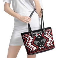 Personalised Taniko Motifs Aotearoa Leather Tote Bag Waitangi Kowhaiwhai Kiwi LT7 - Polynesian Pride